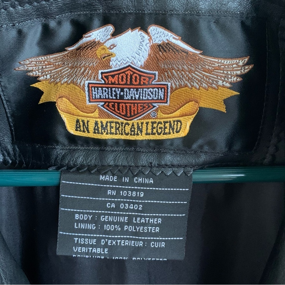 Harley Davidson Black Leather Jacket Moto Women’s Size L Motorcycle Coat Lace Up - Picture 7 of 10
